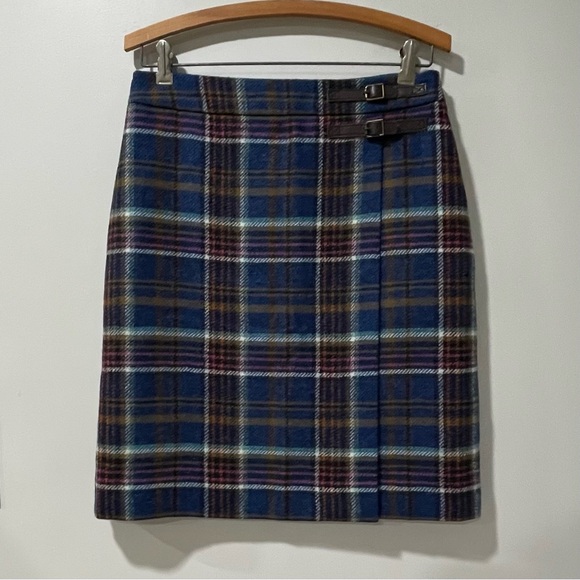 Boden Dresses & Skirts - Boden Tweed Plaid Wool Kilt Style Pencil Skirt Retro Buckle School